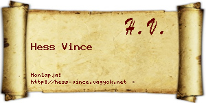 Hess Vince névjegykártya